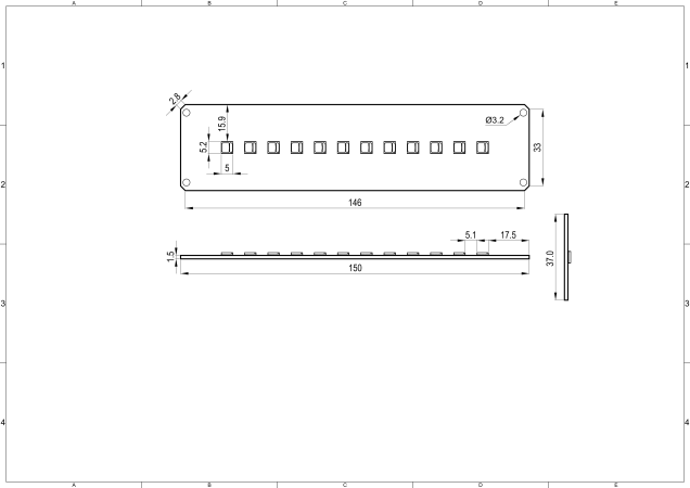 Linear Led Module RGBW 12x CREE CLQ6B technical-drawing