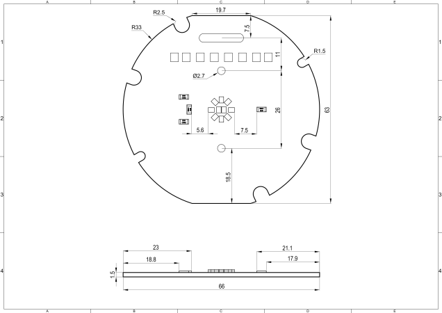 Round Led Module RGBW 10x CREE XE-G technical-drawing