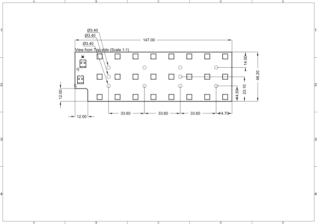 Module 2x12 LED CREE JR5050 E-class IP-24 45V technical-drawing