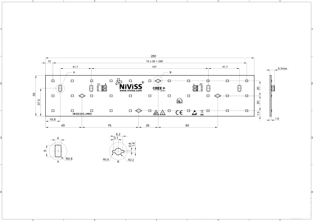 Linear Led Module 280x55mm FLORENCE-3R technical-drawing