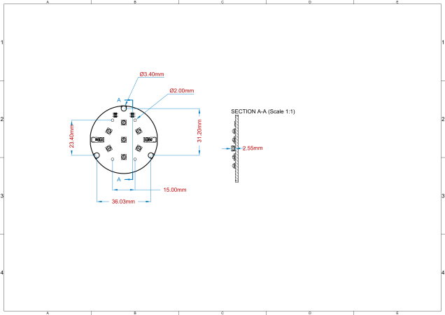 Round Led Module 7x CREE XP technical-drawing